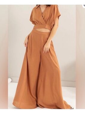 Rust Wide-Leg Palazzo Pants